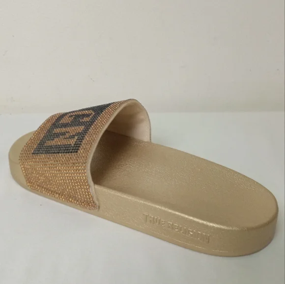 True Religion Gold And Black Blinging Jasmin Slides US 9 - Picture 16 of 16